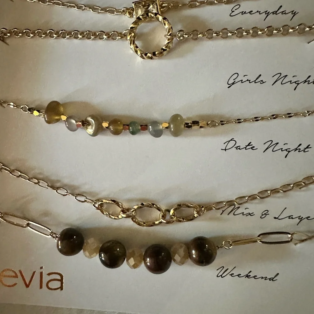 Kevia Gold-Tone Layered Bracelet Set with Neutral Accents Set of 5 - NEW